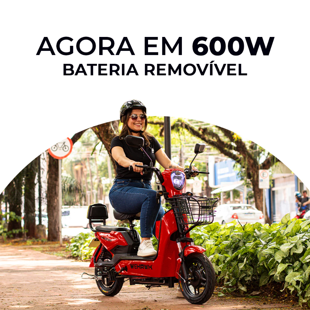 Bicicleta Elétrica Scooter 600w WeHawk Basket WX-03 32Km/h Autonomia 40Km