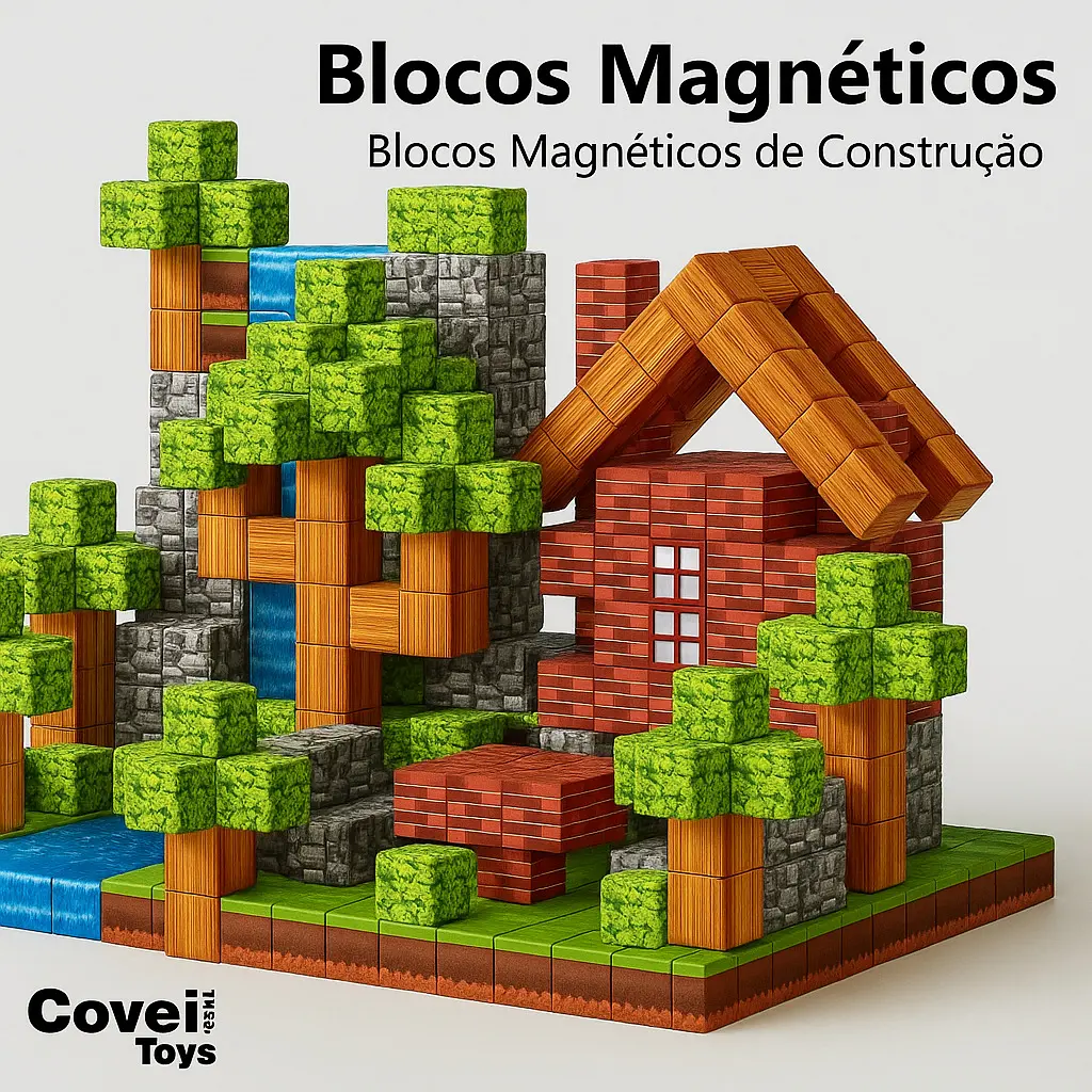 Kit 96 Blocos Magnéticos De Montar Construção Brinquedo Educativo Covei Toys