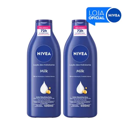 KIT NIVEA Loção Hidratante Milk Pele Seca a Extrasseca 400ml 2 Unidades BBB 26